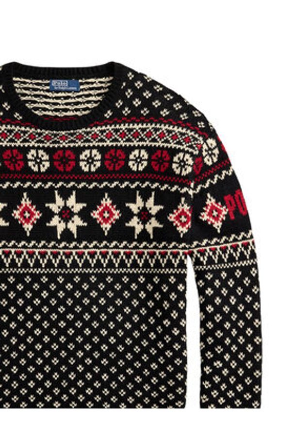 Polo Ralph Lauren Sweter 710982258001 Czarny Regular Fit. Typ kołnierza: polo. Kolor: czarny. Materiał: bawełna