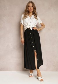 Renee - Czarna Rozkloszowana Spódnica Maxi z Gumką w Talii i Kieszeniami Kendrani. Okazja: na co dzień, na imprezę. Kolor: czarny. Styl: elegancki, casual #3