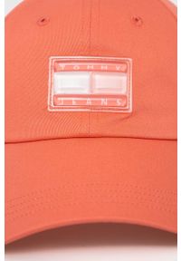 Tommy Jeans czapka z daszkiem bawełniana kolor pomarańczowy wzorzysta. Kolor: pomarańczowy. Materiał: bawełna #3
