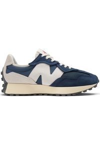 Buty unisex New Balance U327WRJ – granatowe. Okazja: na co dzień. Kolor: niebieski. Materiał: skóra, guma, zamsz, materiał. Szerokość cholewki: normalna