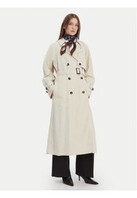 TOMMY HILFIGER - Tommy Hilfiger Trencz WW0WW45632 Beżowy Oversize. Kolor: beżowy. Materiał: syntetyk #1