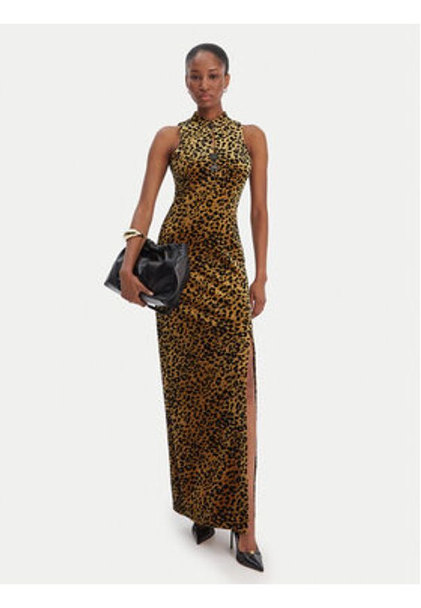 Guess Sukienka wieczorowa W6RK10 KA652 Beżowy Regular Fit. Kolor: beżowy. Materiał: syntetyk. Styl: wizytowy