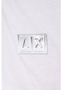Armani Exchange t-shirt bawełniany kolor biały. Kolor: biały. Materiał: bawełna. Wzór: aplikacja