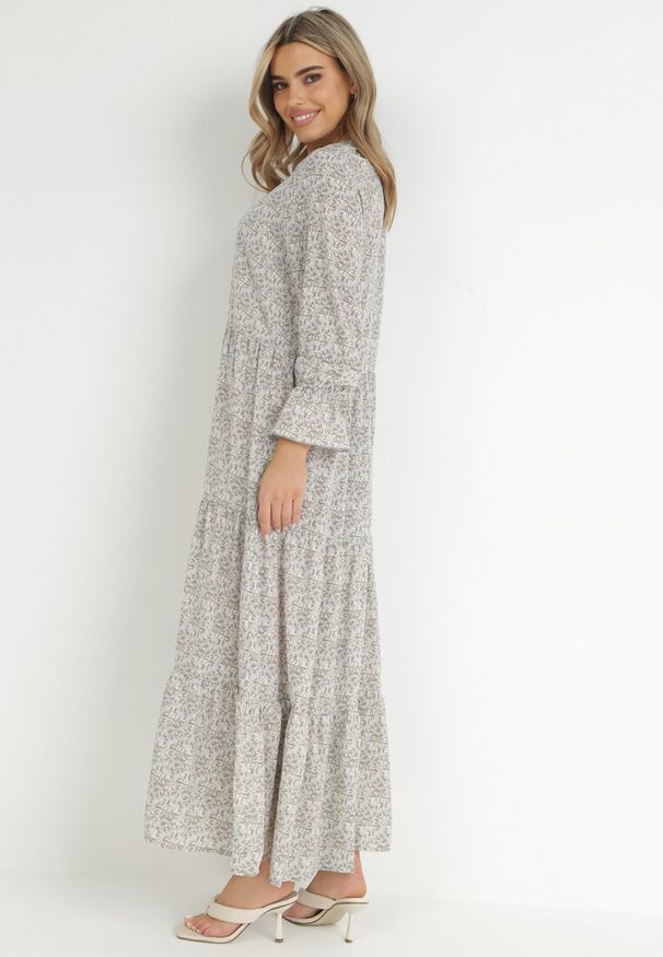 Born2be - Jasnoszara Sukienka Physaphaia. Kolor: szary. Wzór: gładki. Długość: maxi