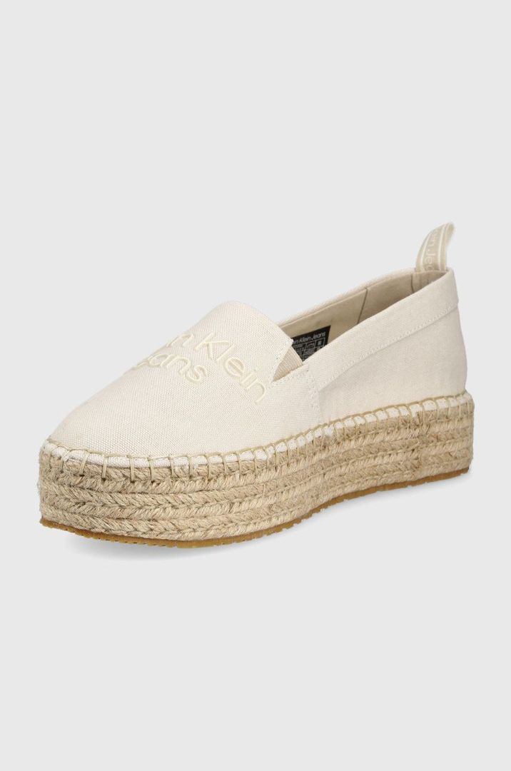 【新品未開封・送料無料】 Beżowe espadryle Calvin Klein Jeans z okrągłym noskiem, na 絵画/タペストリー