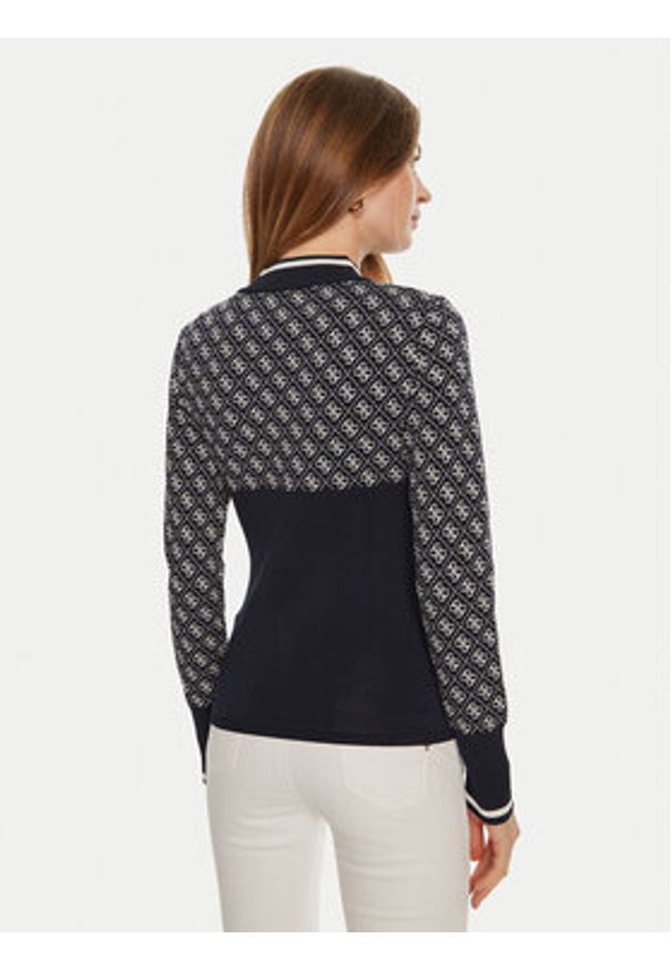 Guess Sweter W3BR81 Z37K0 Błękitny Slim Fit. Kolor: niebieski. Materiał: syntetyk, wiskoza
