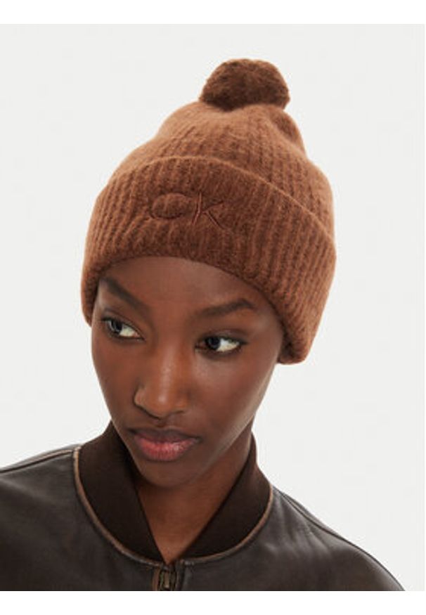 Calvin Klein Czapka Embroidery Airy K60K612586 Brązowy. Kolor: brązowy. Materiał: wełna