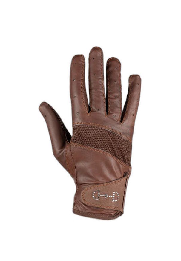HORZE - Damskie skórzane i siatkowe rękawice jeździeckie Horze. Kolor: brązowy. Materiał: skóra. Sport: jeździectwo