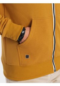 Ombre Clothing - Bluza męska rozpinana z kapturem BASIC - musztardowa V4 OM-SSBZ-0118 - XXL. Typ kołnierza: kaptur. Kolor: żółty. Materiał: poliester, bawełna #7