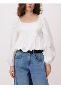 Reserved - Bluzka z bawełny - biały. Kolor: biały. Materiał: bawełna. Wzór: gładki. Styl: klasyczny #1