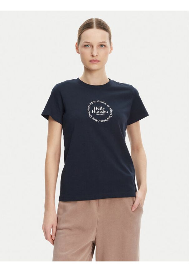 Helly Hansen T-Shirt Core 54592 Granatowy Regular Fit. Kolor: niebieski. Materiał: bawełna