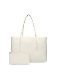 Calvin Klein Torebka Emblem Aop Tote W/ Pouch LV04F3266G Écru. Kolor: kremowy. Materiał: skórzane #6
