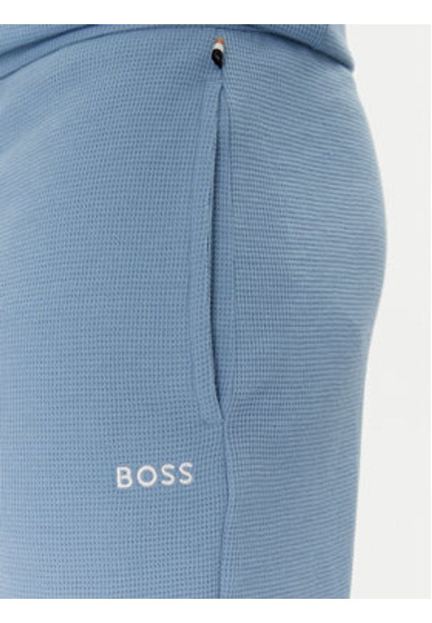 BOSS Szorty piżamowe Waffle Shorts 50535884 Błękitny Relaxed Fit. Kolor: niebieski. Materiał: bawełna, syntetyk