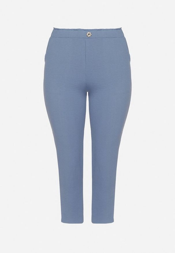 Born2be - Niebieskie Spodnie o Prostym Kroju z Gumką w Talii Filavia. Okazja: na co dzień. Kolor: niebieski. Styl: elegancki, casual, sportowy