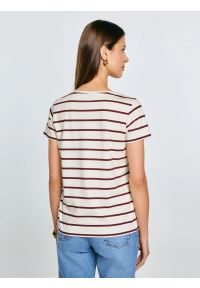 Big-Star - Koszulka damska z dekoltem v-neck w paski kremowa Retina 103. Okazja: na co dzień, na spacer. Typ kołnierza: dekolt w kształcie V. Kolor: biały. Materiał: len, denim, bawełna. Wzór: paski. Styl: klasyczny, casual #6