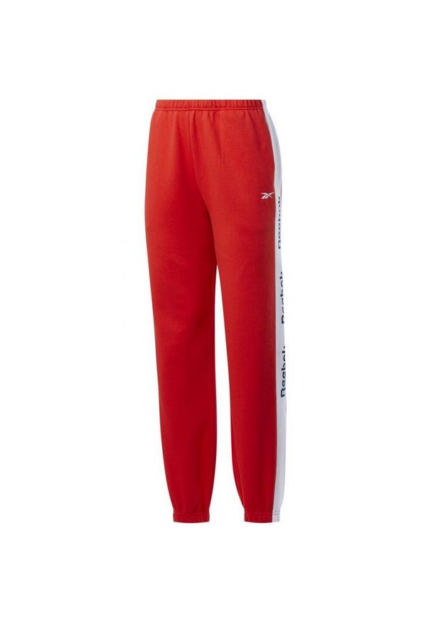 Reebok - Spodnie Dresowe Damskie Te Linear FL Logo. Kolor: czerwony. Materiał: dresówka. Sport: turystyka piesza