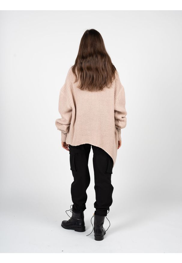 La Haine Inside Us Sweter Damski Asymetryczny | LW961 | Kobieta | Różowy. Okazja: na co dzień. Typ kołnierza: golf. Kolor: różowy. Materiał: wełna, poliester. Długość: długie. Wzór: jednolity. Styl: klasyczny, elegancki, casual
