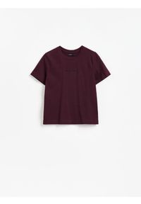 Reserved - T-shirt z nadrukiem - bordowy. Kolor: czerwony. Materiał: bawełna. Wzór: nadruk