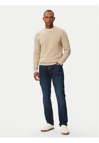 TOMMY HILFIGER - Tommy Hilfiger Sweter Essential MW0MW36347 Beżowy jasny Regular Fit. Kolor: beżowy. Materiał: bawełna #3