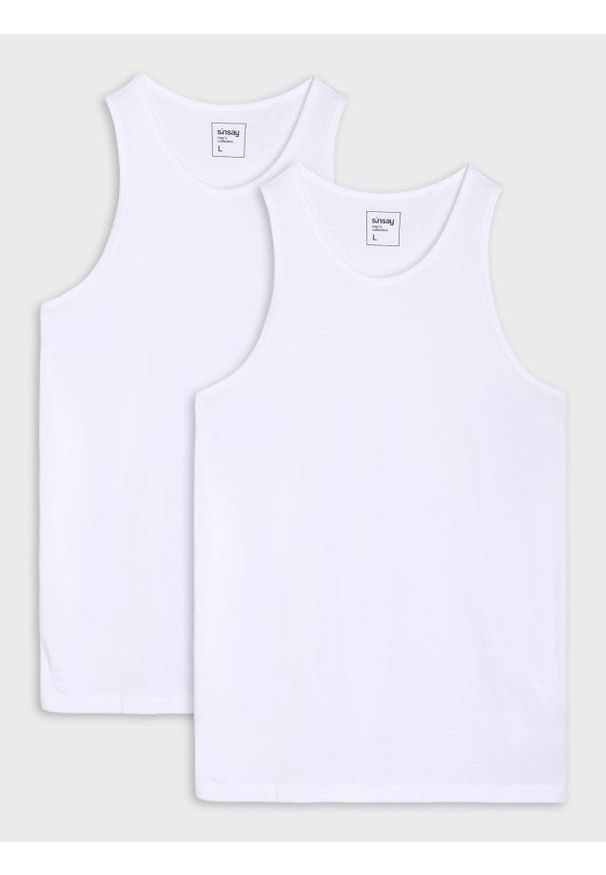 Sinsay - Tank top 2 pack - biały. Kolor: biały