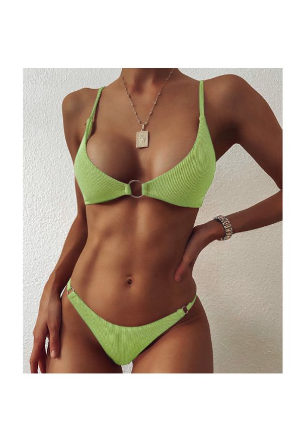 Intica - Bikini z ozdobnymi kółeczkami regulowane na lato Mareike. Kolor: beżowy. Materiał: materiał