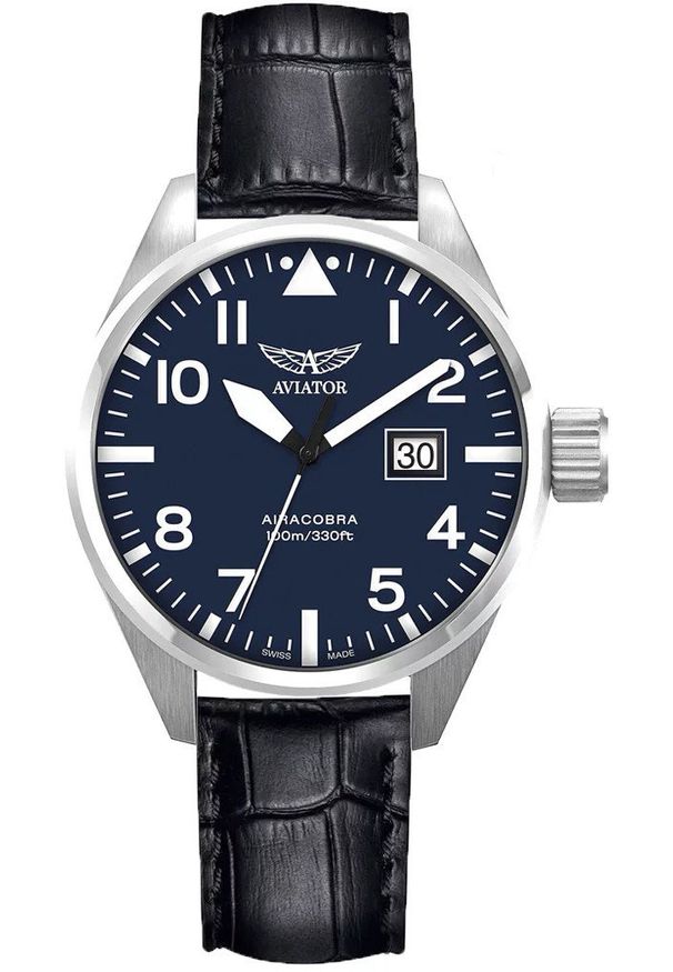 AVIATOR - Zegarek męski Aviator V.1.22.0.149.4.BP42 czarny. Kolor: czarny