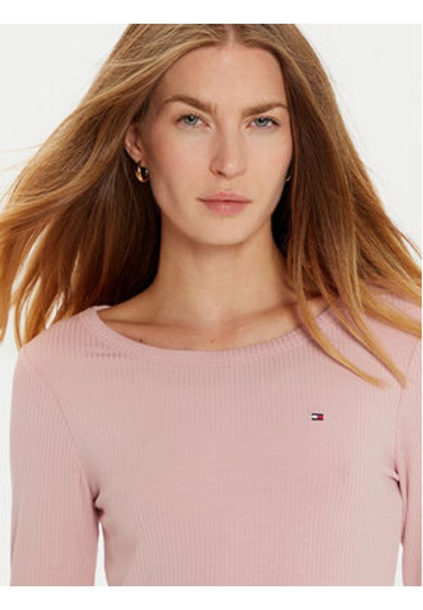 TOMMY HILFIGER - Tommy Hilfiger Bluzka WW0WW38869 Różowy Slim Fit. Kolor: różowy. Materiał: wiskoza