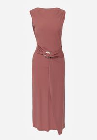 Renee - Różowa Dopasowana Sukienka Elegancka z Aplikacją w Talii Corope. Kolor: różowy. Wzór: aplikacja. Styl: elegancki #2