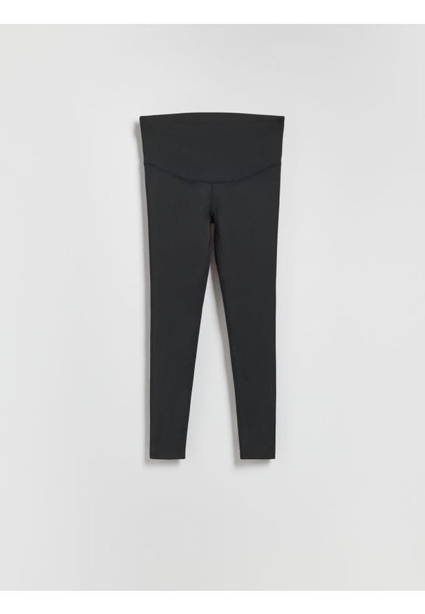 Reserved - Legginsy z wysokim pasem - czarny. Kolor: czarny. Materiał: dzianina
