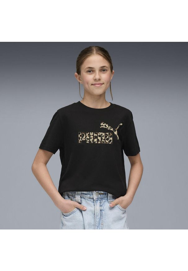 Puma - Młodzieżowa koszulka Essentials Graphic ze zwierzęcym wzorem PUMA Black. Kolor: czarny. Wzór: motyw zwierzęcy. Sport: joga i pilates