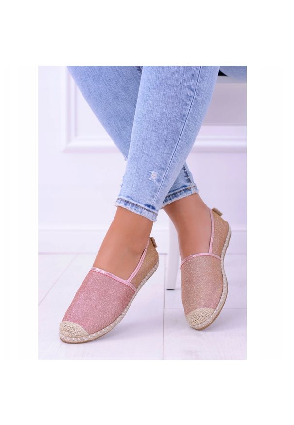Lu Boo Damskie Espadryle Slip On Brokat Różowe złoto Miravet. Zapięcie: bez zapięcia. Kolor: różowy. Sezon: lato