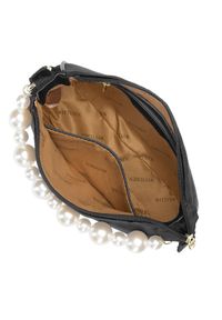 Wittchen - Damska torebka welurowa z perłami. Kolor: czarny. Wzór: aplikacja. Styl: elegancki, wizytowy. Rodzaj torebki: na ramię