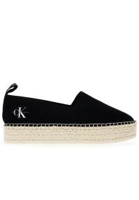 Buty Calvin Klein Platform Espadrille ML BTW YW0YW01378-BEH - czarne. Kolor: czarny. Materiał: guma, tkanina. Szerokość cholewki: normalna. Obcas: na platformie