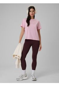 4f - 4F Legginsy dzianinowe damskie - brązowe M. Okazja: na spacer, na co dzień, do domu. Kolor: brązowy. Materiał: dzianina. Długość: do kostek. Styl: casual, klasyczny. Sport: turystyka piesza #1