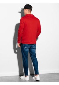 Ombre Clothing - Bluza męska rozpinana bez kaptura B1071 - czerwona - XXL. Typ kołnierza: bez kaptura. Kolor: czerwony. Materiał: poliester, bawełna #6