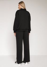 Born2be - Czarny Bawełniany Komplet Dresowy Bluza na Suwak i Spodnie Tevrisa. Kolor: czarny. Materiał: bawełna, dresówka. Sport: turystyka piesza #6