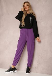 Renee - Fioletowe Spodnie Mesyore. Stan: podwyższony. Kolor: fioletowy. Materiał: bawełna, dresówka #1