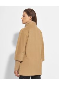 CINZIA ROCCA - Kamelowy płaszcz z dzianinowymi detalami. Kolor: brązowy. Materiał: dzianina #3