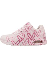 skechers - Buty do chodzenia damskie Skechers Spread The Love. Zapięcie: sznurówki. Kolor: różowy. Materiał: materiał, syntetyk, tkanina. Szerokość cholewki: normalna. Sport: turystyka piesza