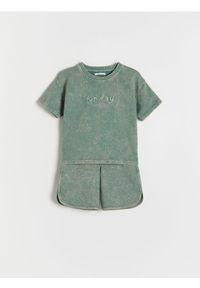 Reserved - Bawełniany komplet z szortami - jasnozielony. Kolor: zielony. Materiał: bawełna #1