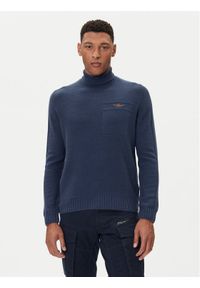 Aeronautica Militare Golf 252MA1587UL00904 Granatowy Regular Fit. Typ kołnierza: golf. Kolor: niebieski. Materiał: bawełna #1