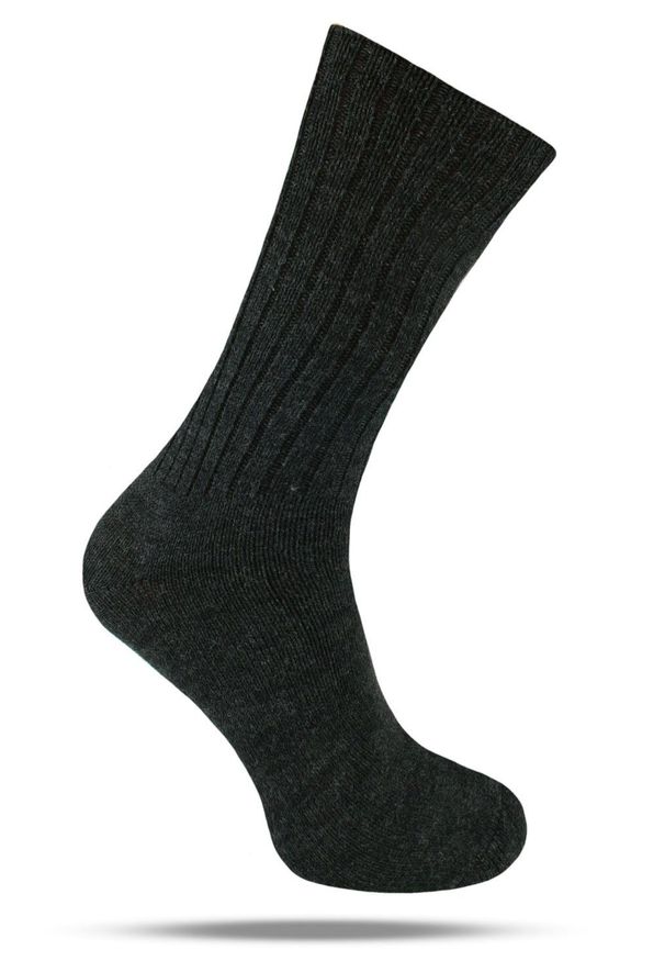 His Story - Ciepłe Wełniane Skarpetki Zimowe - Grafit, Jednokolorowe. Materiał: wełna, elastan, poliamid