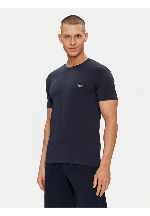 Emporio Armani Underwear T-Shirt 111971 4R522 00135 Granatowy Slim Fit. Kolor: niebieski. Materiał: bawełna