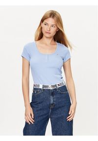 Tommy Jeans T-Shirt DW0DW16107 Błękitny Regular Fit. Kolor: niebieski. Materiał: bawełna