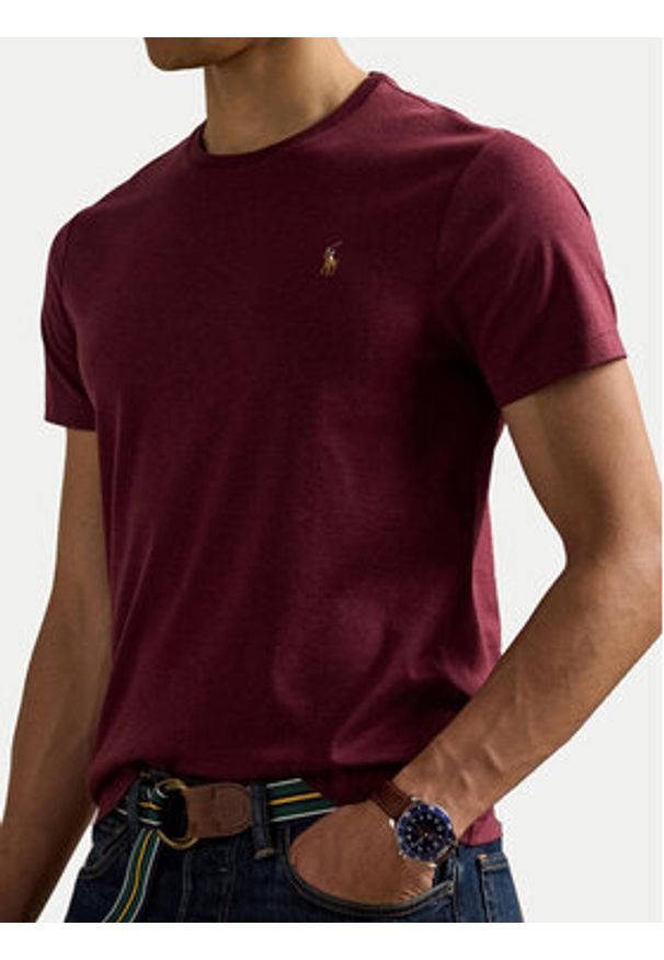 Polo Ralph Lauren T-Shirt 710740727098 Bordowy Custom Slim Fit. Typ kołnierza: polo. Kolor: czerwony. Materiał: bawełna