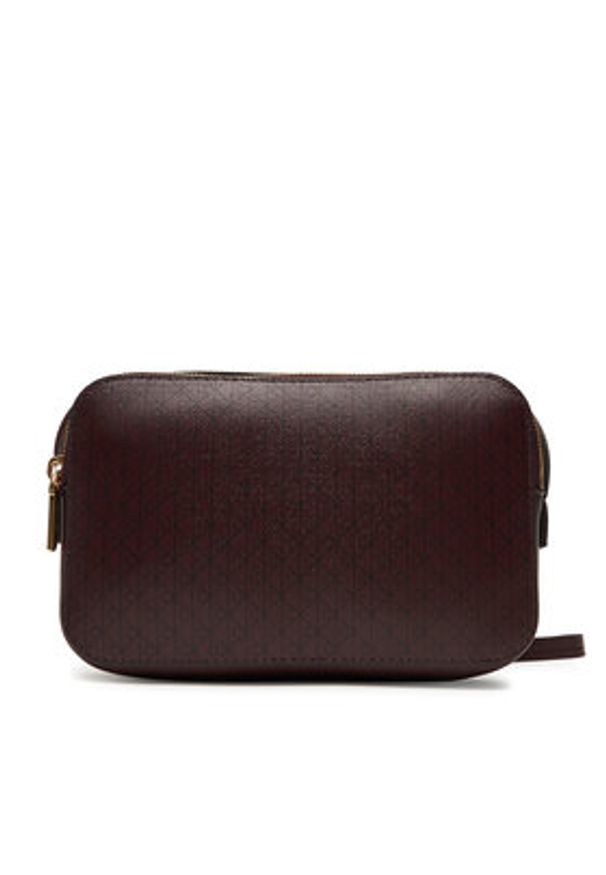 Calvin Klein Torebka Emblem Aop Elongated Camera Bag LV04F3268G Bordowy. Kolor: czerwony. Materiał: skórzane