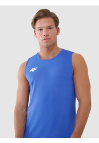 4f - 4F Tank top treningowy szybkoschnący męski - niebieski XXL. Kolor: niebieski. Materiał: dzianina, włókno, syntetyk, materiał, elastan. Wzór: gładki, ze splotem, jednolity. Sport: fitness
