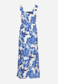 Born2be - Niebieska Rozkloszowana Sukienka z Wiskozą w Kwiatowym Wzór Nilarune. Kolor: niebieski. Materiał: wiskoza. Długość rękawa: na ramiączkach. Wzór: kwiaty. Sezon: lato. Styl: klasyczny #7