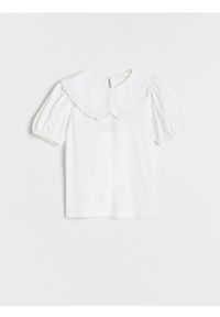 Reserved - Bluzka z kołnierzykiem - złamana biel. Materiał: dzianina, bawełna #1