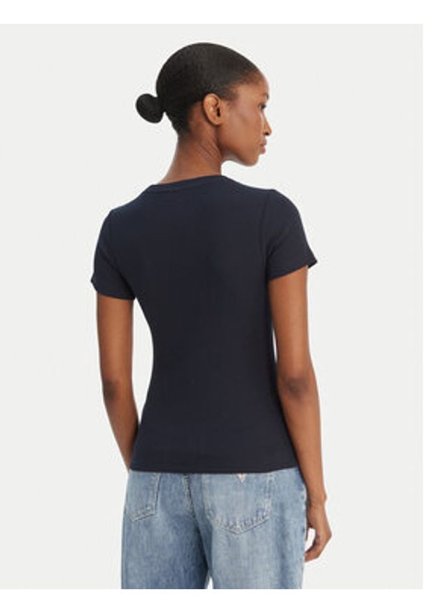 Guess Jeans T-Shirt W6GPZ3 KA0H1 Granatowy Slim Fit. Kolor: niebieski. Materiał: bawełna
